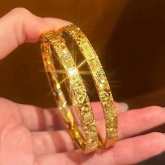 金店同タイプの平安招財吉言三面砕氷ブレスレット女性ファッション高級感金色砕氷ブレスレット