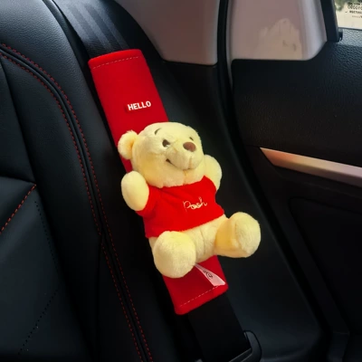 Car Seat Belt Cover Shoulder: Seat belt shoulder pad - winnie-the-pooh-red-velvet-shoulder-strap