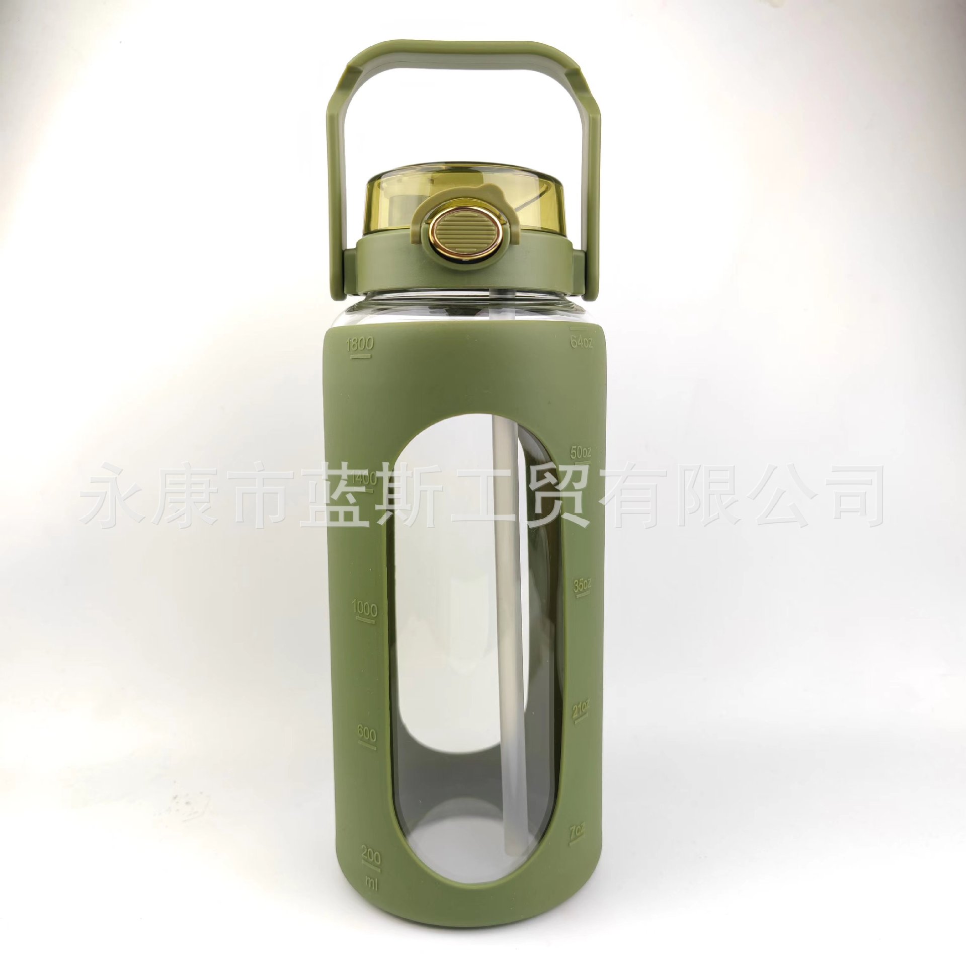 Potente Fuente de la fábrica 64 oz taza cristal con funda silicona doble bebida cubierta gran capacidad deportes al aire libre hervidor al por mayor