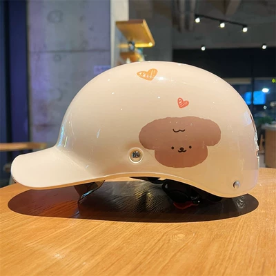 Original Puppy 3C Certified Electric Vehicle Safety Helmet for Women, Cartoon Motorcycle Helmet, Summer and All-Season Sun Protection for Electric Vehicles (Motosiklet kaskı (dəbilqə)) - off-white-care-bear-endoscopic-model