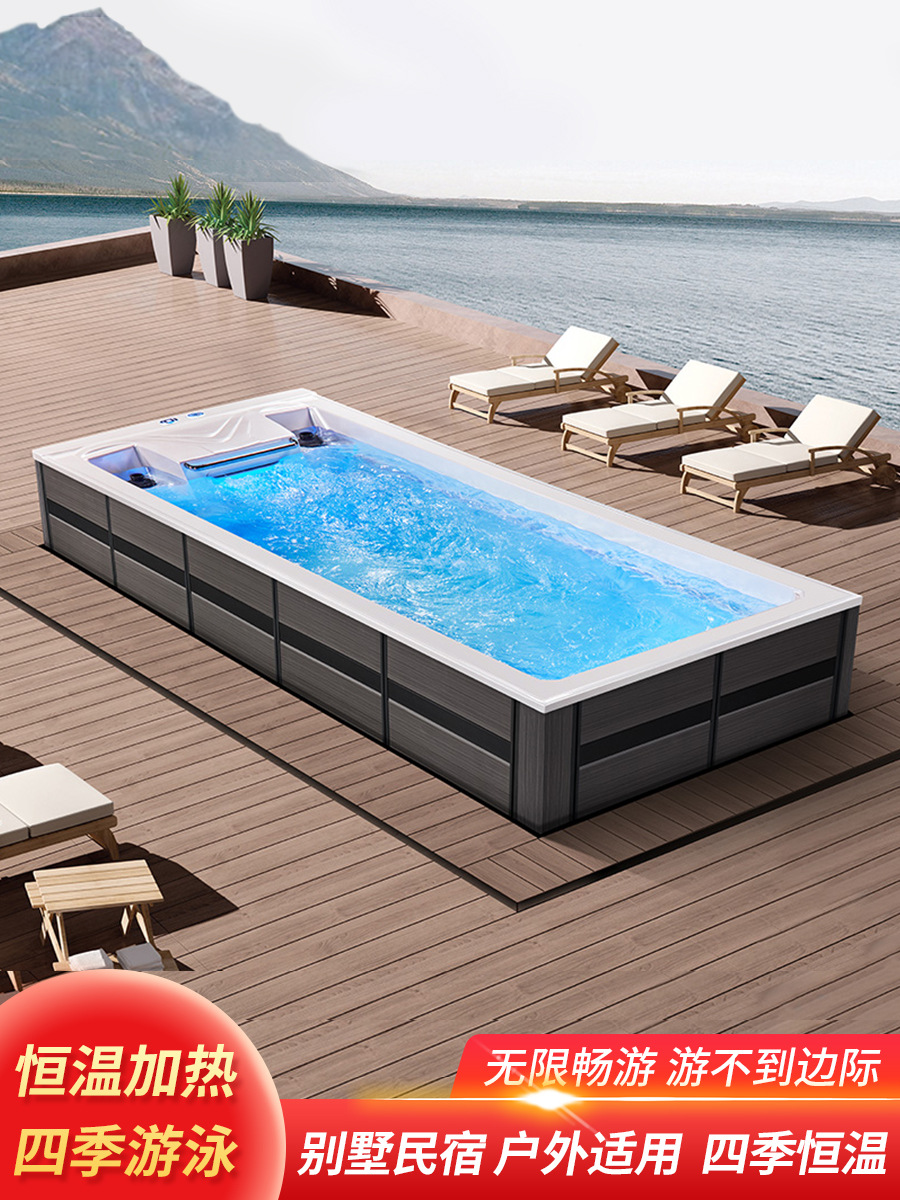 KERIKON 5.9m infinito inteligente piscina térmica al aire libre acrílico casa piscina de productos acabados
