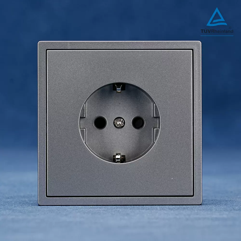 跨境wall switch灰色schuko socket欧规欧标墙壁开关插座16A 250V