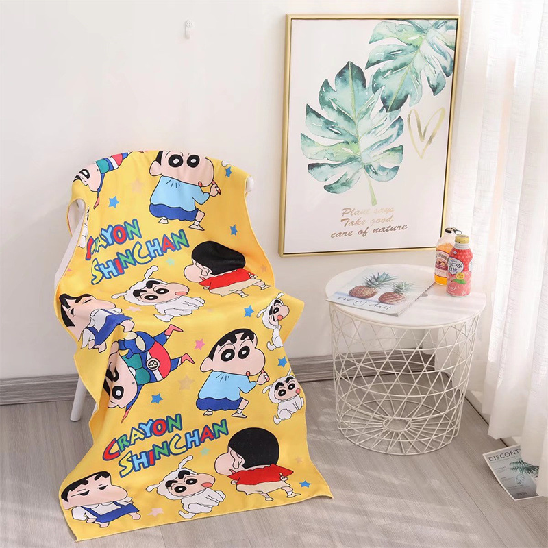 可爱卡通小新超细纤维成人洗澡游泳浴巾旅行便携沙滩巾运动长毛巾