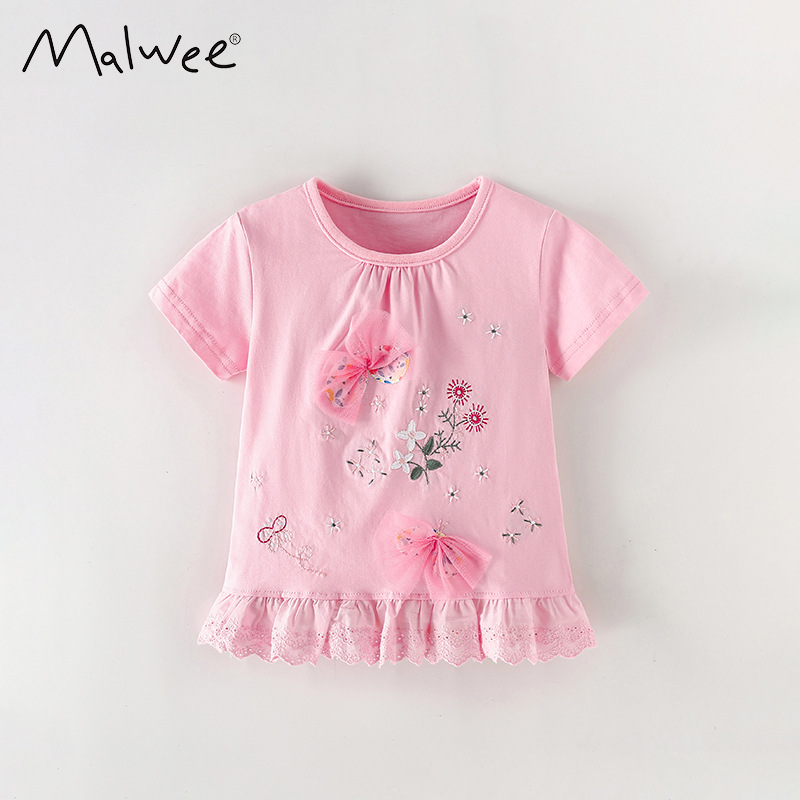 Cross-border malwee nueva camiseta de mangas cortas de verano para niños y niñas refrescante transpirable, suave y cómoda, moda y blusa versátil