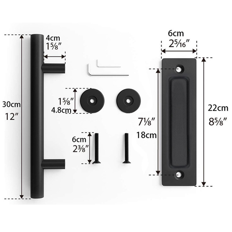 Circular barn door handle, sand-blasted black American wood indoor sliding door moving handle