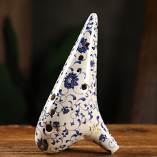 青花陶笛12孔七件套乐器批发十二孔afAG调陶笛中音C调高音SCSFSG