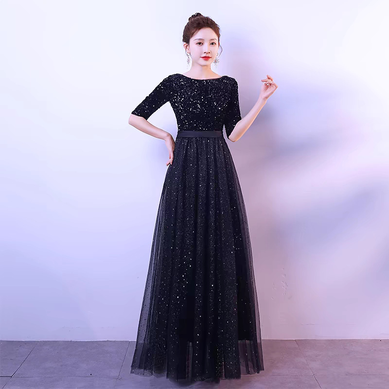 大合唱団パフォーマンス服女性のロングスカート学生赤い歌朗読服ホスト宴会気質スリムイブニングドレス女性|undefined