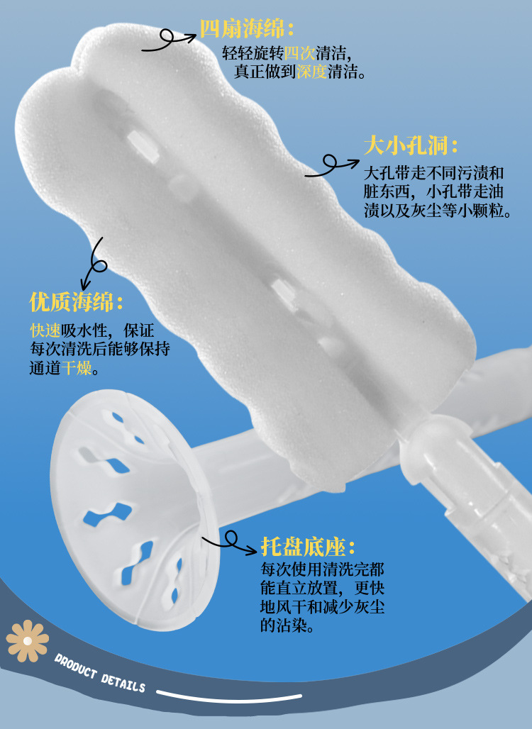 Jiuai Sponge Cleaning Stick Adult Wellness Accessory White — detail image 18