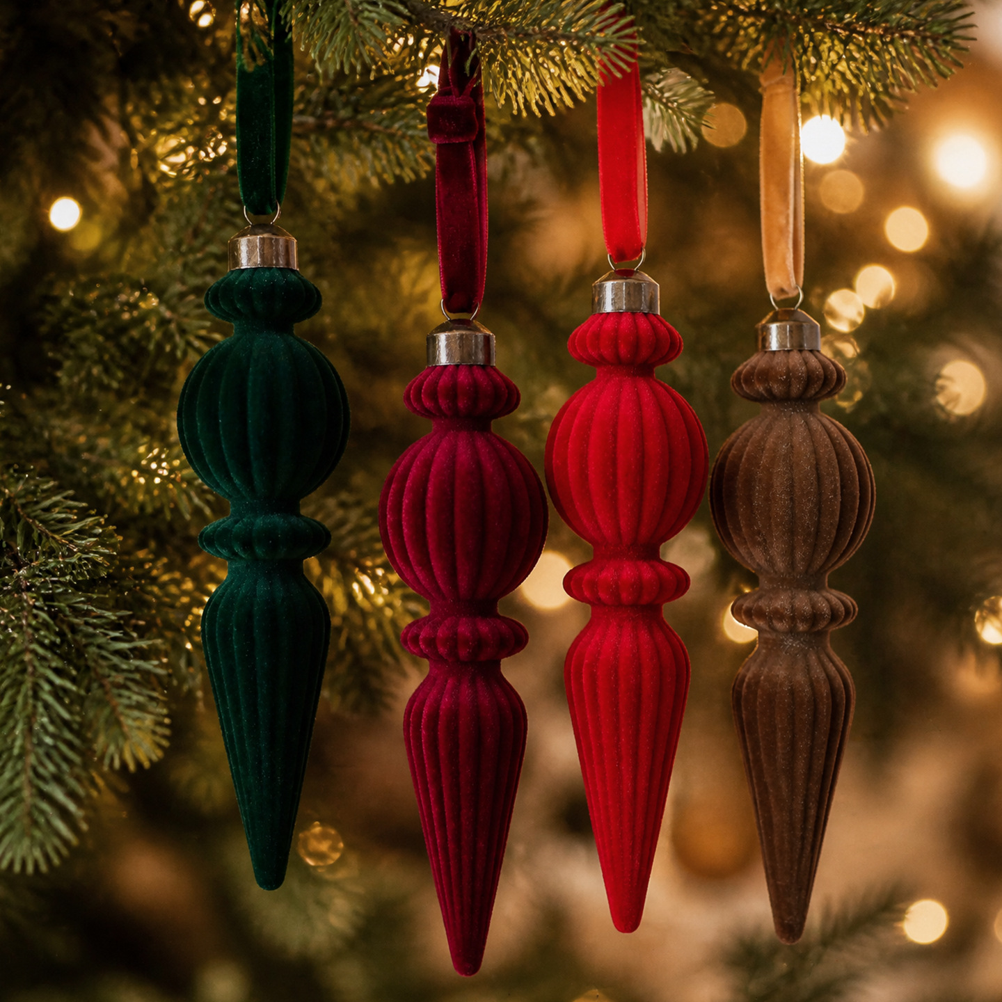 Cross-border bestseller 6pcs flocked ice pick Christmas ornaments DIY Christmas tree exquisite special-shaped Christmas ball decorations wholesale