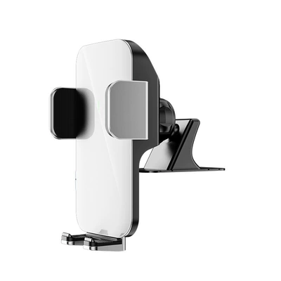 Innovative Solar Energy Storage Car-Mounted Mobile Phone Holder with Electric Sensor Automatic Clamping Arm, Adhesive-Type Car Navigation Holder (Car phone holder) - ice-white-adhesive
