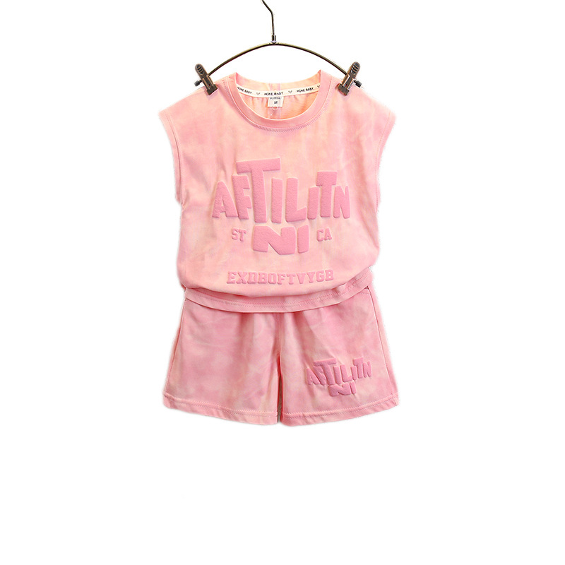 7146 Traje de camiseta para niños Verano 2025 Nuevo estilo Estilo occidental Chaleco sin mangas de verano Shorts Verano de dos piezas