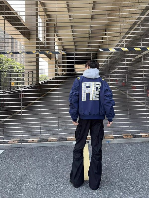 港风街头春秋季刺绣字母飞行员夹克男女宽松百搭棒球服外套ins潮|undefined