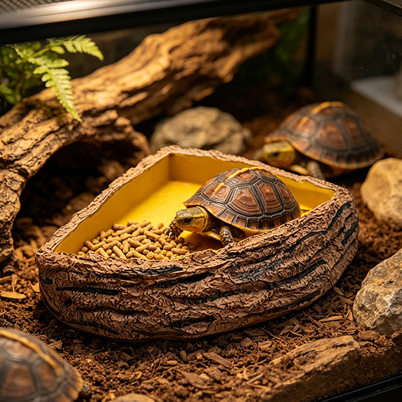 Suministros para reptiles, tazón de alimentación para tortugas pequeñas, recipiente de agua de resina para jardín, tazón de alimentación para arañas, serpientes, lagartos y tortugas. image 3