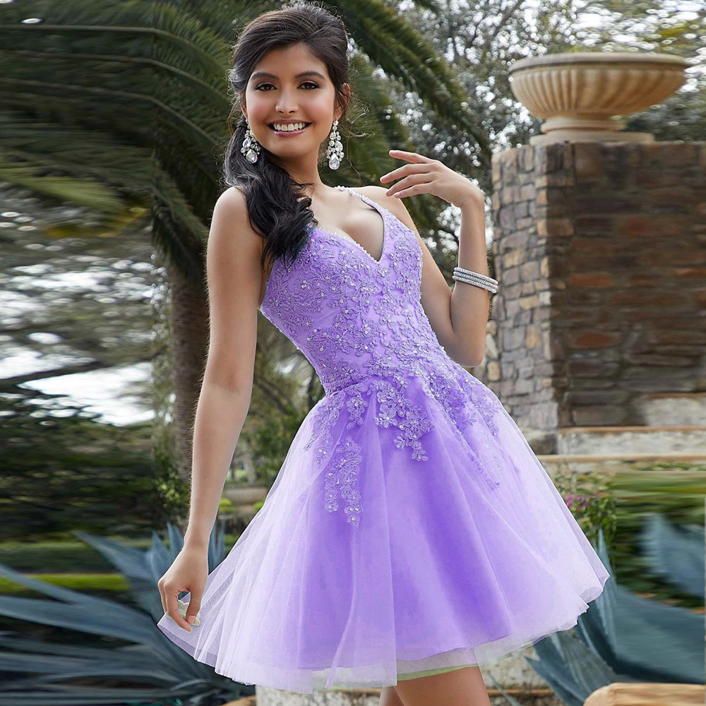 2025 caída de otoño vestido de noche de encaje corto Aliexpress Amazon vestido de fiesta de cumpleaños pequeño
