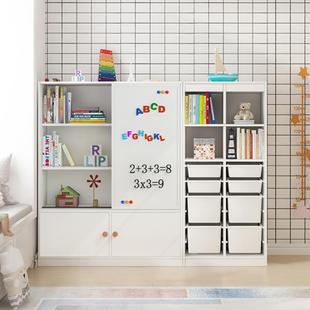 Solid Wood Whiteboard Cabinet Writable and Paintable Floor-Standing Household Storage Cabinet Children's Bookshelf Storage Rack with sliding door