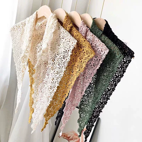 Short Sun-Protective Shawl, Small Cape, Outerwear, Small Scarf, Spring and Summer Korean Style, Thin Floral Lace, Hollow-Out Design, Versatile