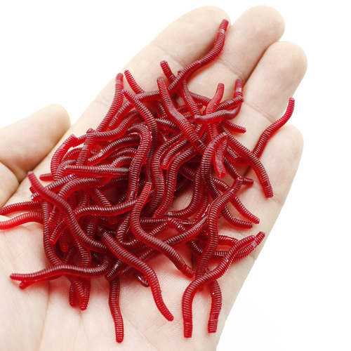 Liegao Luya fake bait red worm earthworm bionic bait fishy smell cross-border soft bait crucian carp and silver carp fishing supplies
