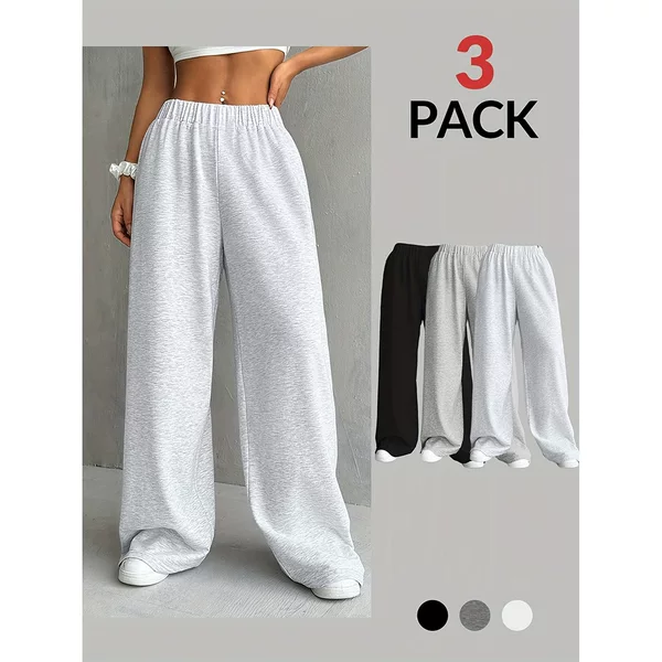 European and American Hip-Hop Cross-Border Straight Casual Pants for Women 2025 Summer New Loose Pure Color Wide-Leg Trendyy Versatile Pants