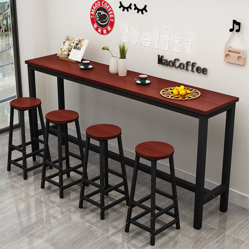 Bar Table, Long Table, Milk Tea Shop High Table, Wall-Mounted Narrow Table, Commercial Long Table, Bar Table and Chair Combination