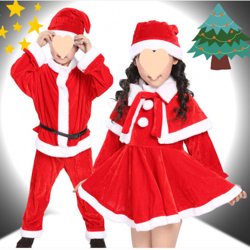 Christmas children's clothing for boys and girls, costume performance outfits, kindergarten wear, Christmas show costumes, Santa Claus