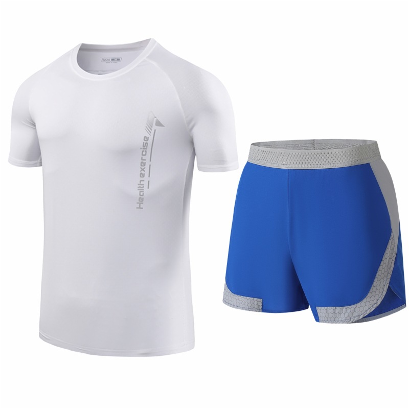 Traje deportivo de seda de hielo para hombres secado rápido transpirable verano delgado para correr manga corta para hombres suelta moda de tamaño grande