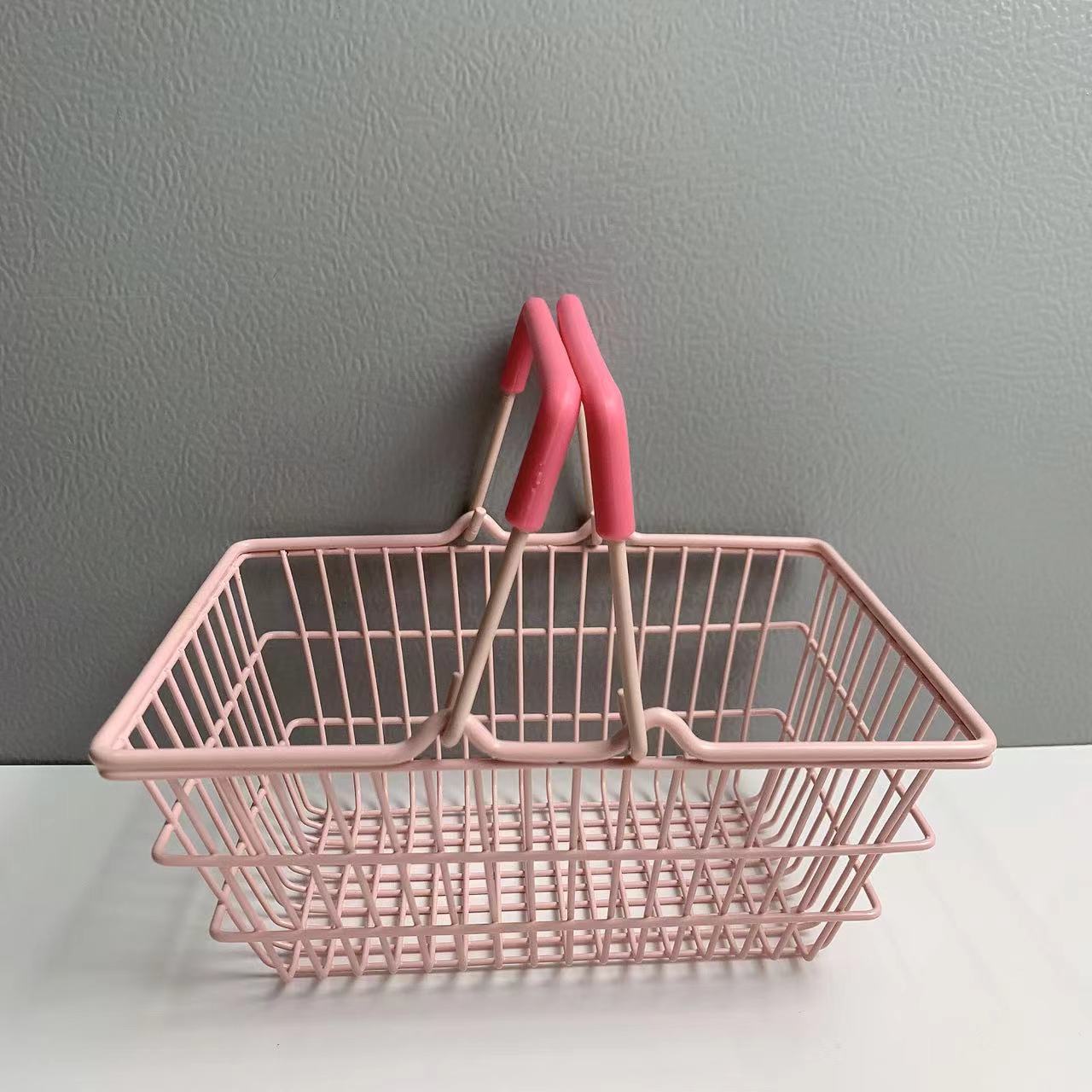 Mini Shopping Basket Girl's Heart Cute Desktop Storage Basket Student Dormitory Desktop Storage Basket Hand Basket