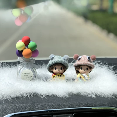 Car ornaments Perfume Ornaments Creative Stylish - happyice-cream-qiqicolorful-ball-bottlebig-hair-pad