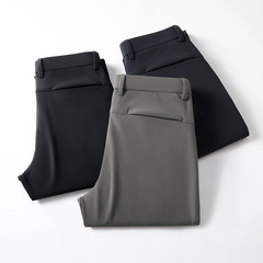 メンズ秋冬カジュアルパンツ ストレッチビジネスパンツ アウトドア厚手ストレートパンツ 高級ノーアイロンカジュアルパンツ