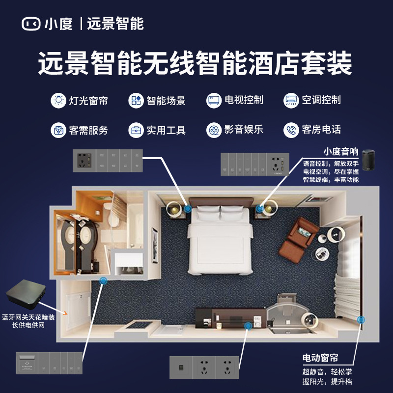 小度直连蓝牙mesh智慧酒店客房控制系统语音控制小度蓝牙直连方案