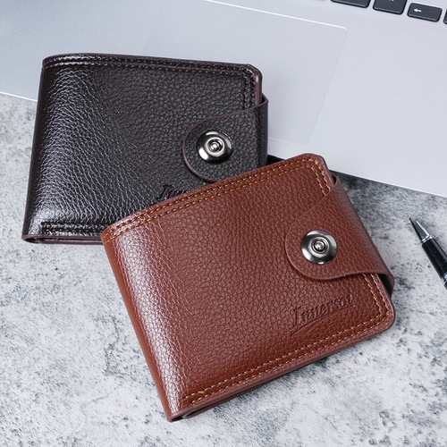 Men's Wallet Multi-Card Slot Leisure Men's Wallet Short Model New Ticket Clip Zero Wallet Double Thread Card Holder Money Clip Wholesale