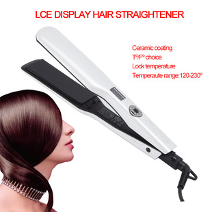 Cross-border straight roll dual-purpose hair straightener LCD Display wide plate iron multi-speed temperature adjustment fast heating splint