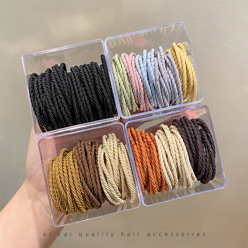 Black headband and rubber band for women to tie their hair in a high ponytail, hair rope and hair band leather case, 2024 new style for tying hair