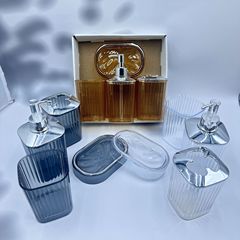 PS.PP材质卫浴套装4件套 乳液瓶牙刷架漱口杯皂盒4套装透明色实色