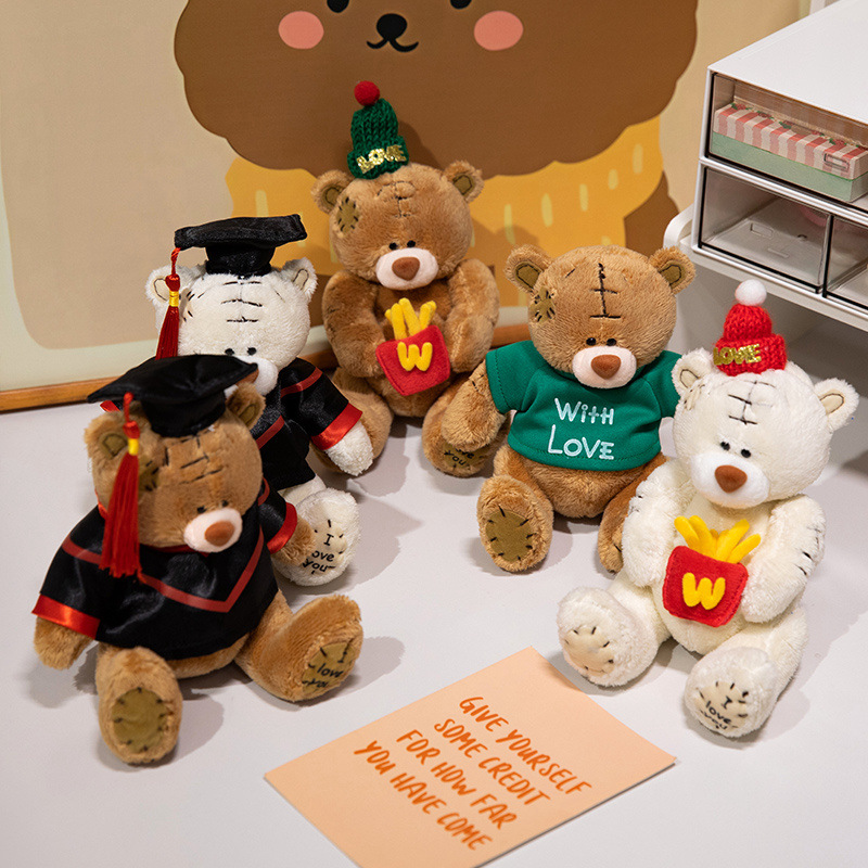 Oso de pudín transfronterizo, papas fritas, muñeco de oso de peluche, doctorado de graduación, muñeco de trapo, muñeco de peluche, muñeco de peluche para niños al por mayor