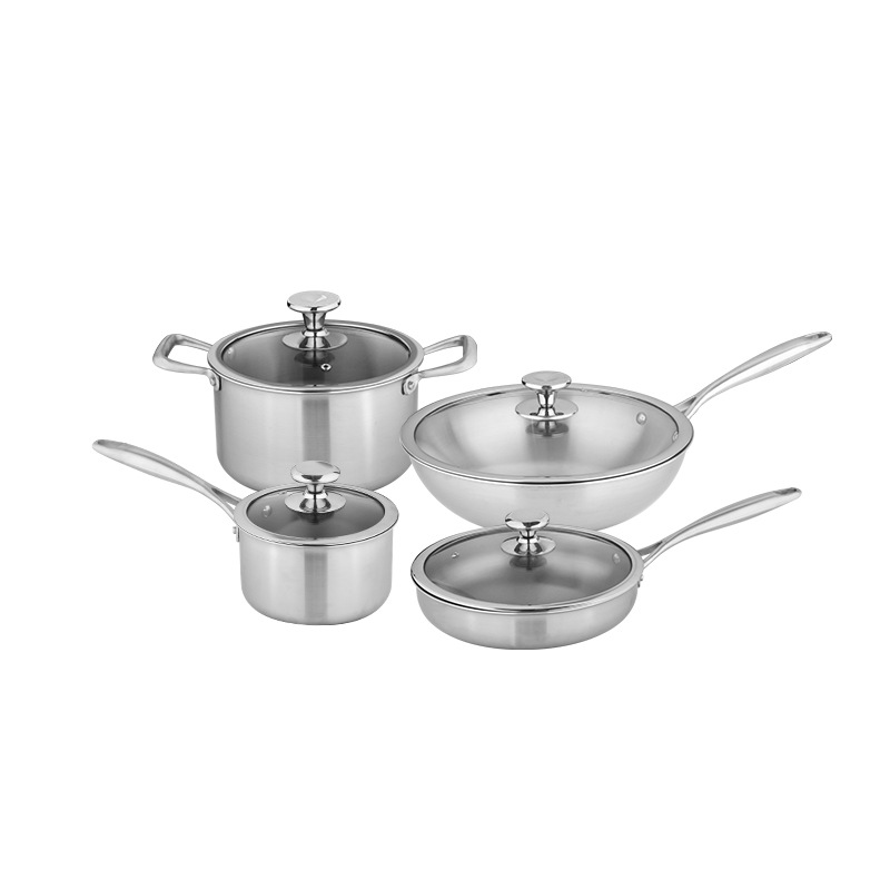 순수한 티타늄 세트 30cm wok + 24cm 수프 냄비 + 28cm 프라이팬 + 18cm 우유 냄비