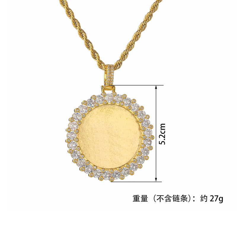 Wholesale Jewelrye Round Big Round Zircon Copper Pendant Necklace Nihaojewelry display picture 1