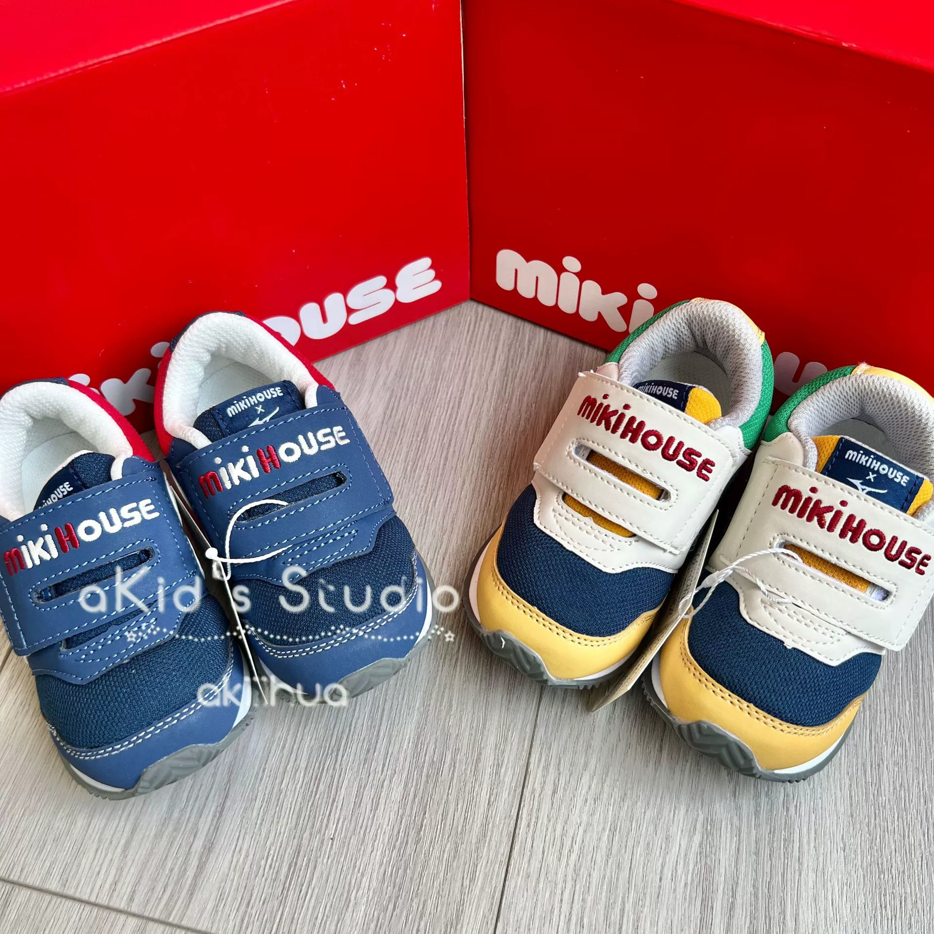 Японская одиночная внешняя детская обувь Miki Юань Классический кооперативный широкий липучка спортивная обувь дышащая сетка нескользящая кроссовка