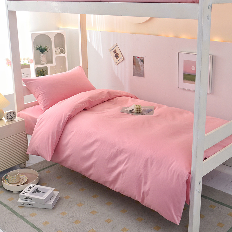 Red Bean University University Cama de algodón de tres piezas Dormitorio Sencilla de algodón puro simple Funda de edredón Ropa de cama Sombrilla de cama Múltiples tamaños
