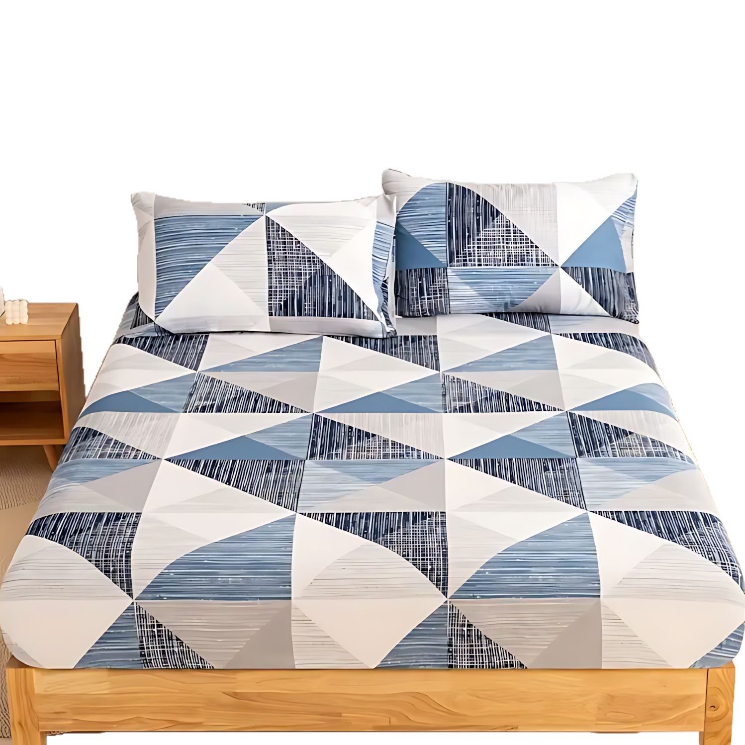 TEMU / JIT triángulo geométrico impresión digital 3D suave cama cómoda camisa colchón set de ropa de cama