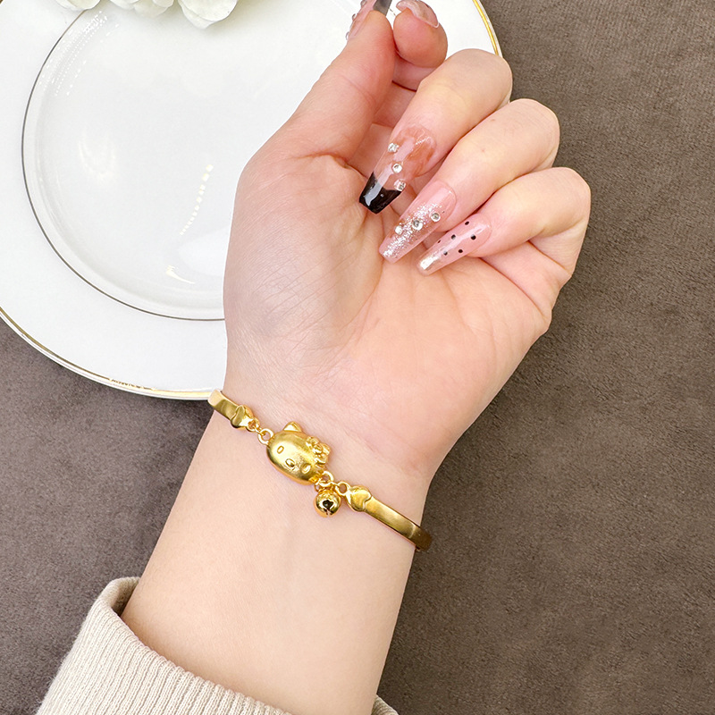 Brazalete de oro de arena vietnamita retro brillante TK gatos brazalete ligero lujoso versátil no se desvanece joyas al por mayor