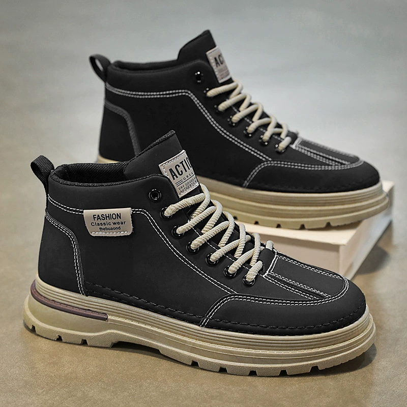 Мартенс, высокий тренд универсальная нескользящая обувь, обувь для отдыха, низкие сапоги, осень, тренд сезона