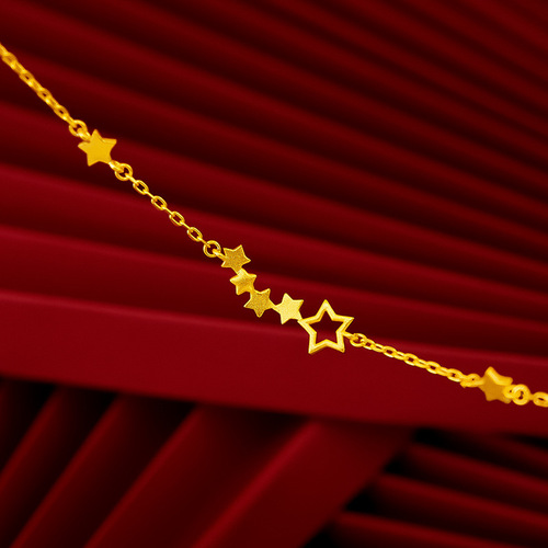 Pure copper plated with 18k gold, thin star bracelet for women, small fresh ins style student model, small star sand gold bracelet for women