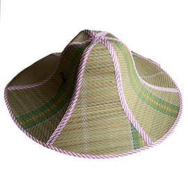 批发折叠草帽六片手工草编织农民遮阳帽钓鱼帽子户外垂钓渔夫帽