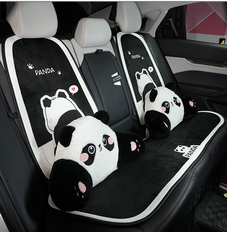 Stuffed Car Seat Cushion, High-End Cartoon Panda, Soft and Comfortable Car Seat Cushion, Autumn and Winter Warm Universal Seat Cover