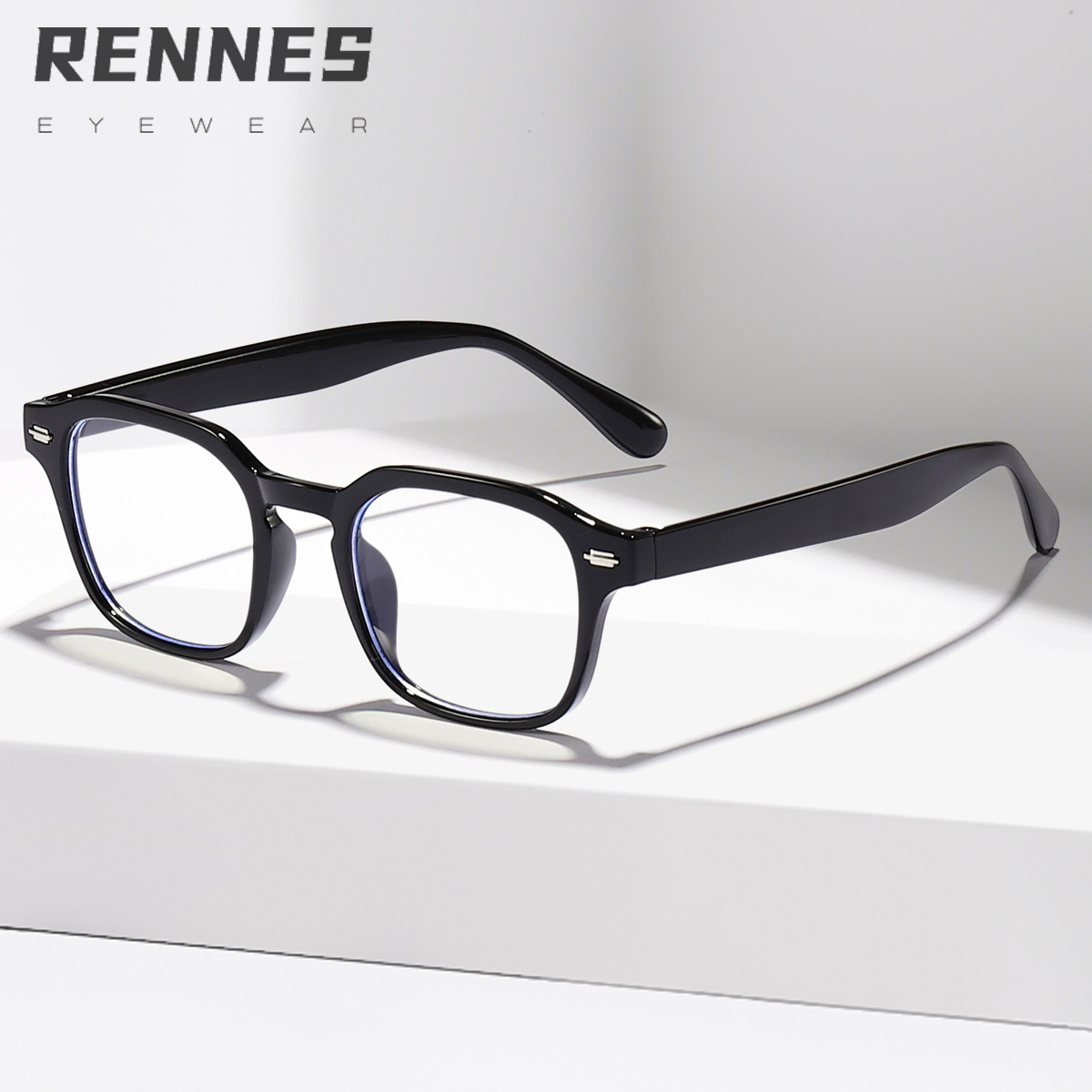 2024 nuevo estilo arroz con montura cuadrada estilo universitario tendencia moda todo fósforo gafas anti-azul estudiantes gafas de montura de miopía