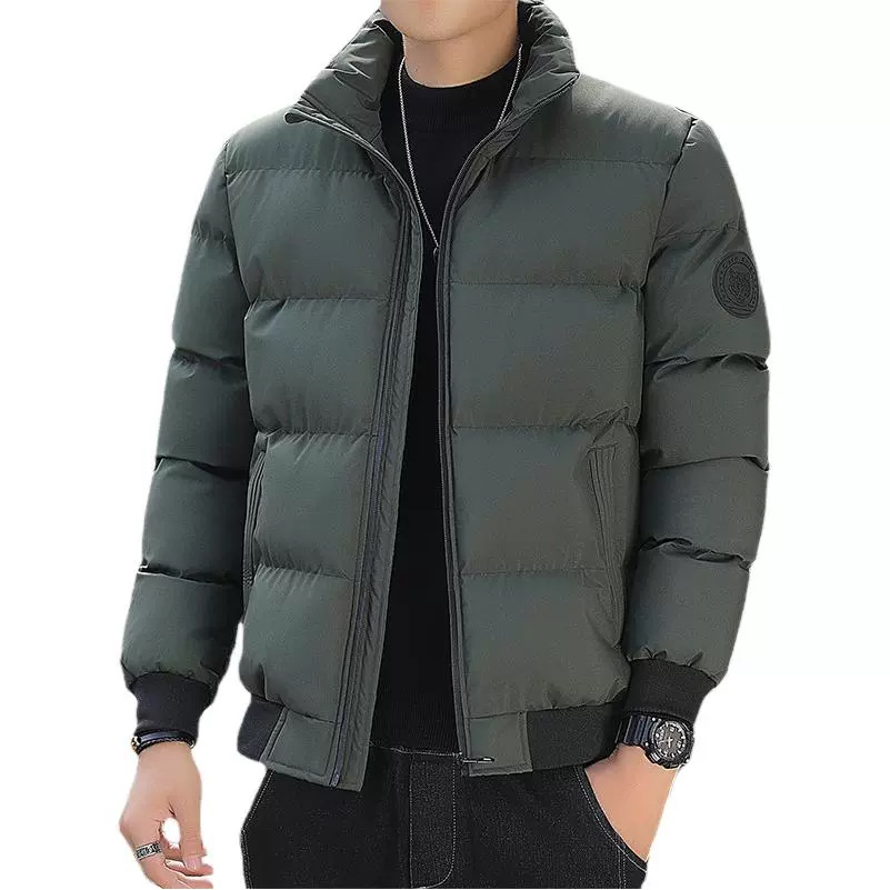 Chaqueta de algodón de invierno para hombres de gran tamaño grueso casual estilo coreano de moda de color sólido chaqueta de algodón joven de cuello corto chaqueta guapo