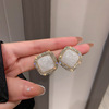 Advanced silver needle, retro fashionable square earrings, silver 925 sample, light luxury style, high-quality style, Chanel style