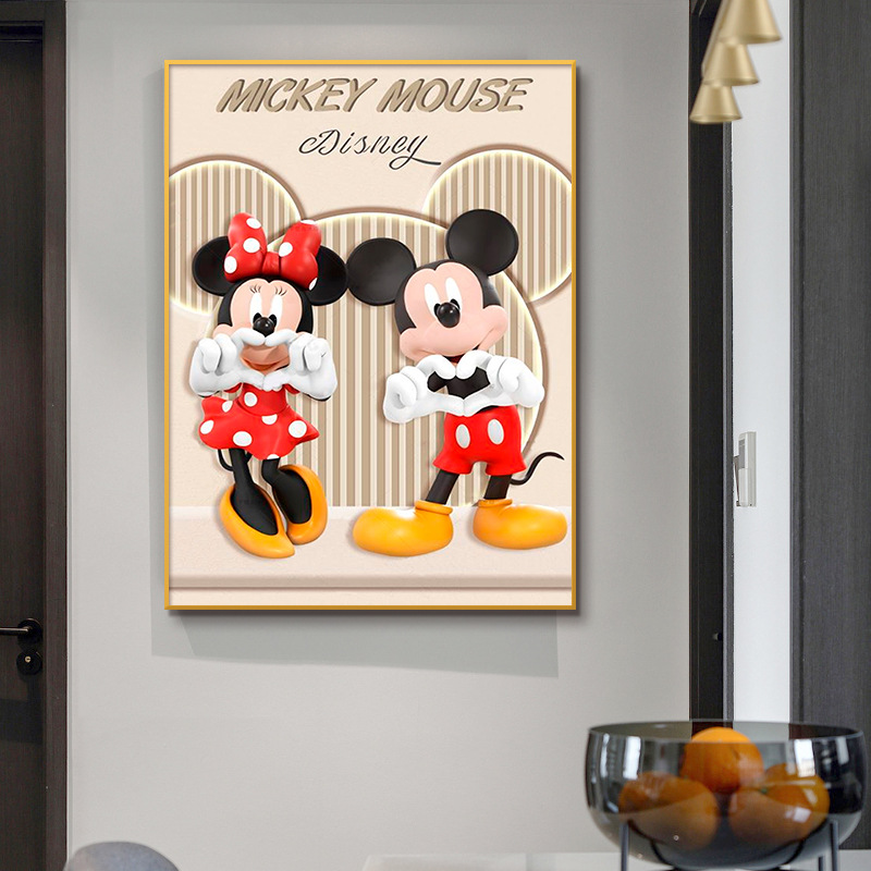 Pintura de decoración de la sala de estar, dormitorio de niños, pintura de cabecera, porcelana de cristal, niño, niña, dibujos animados, cómics, pasillo, mural