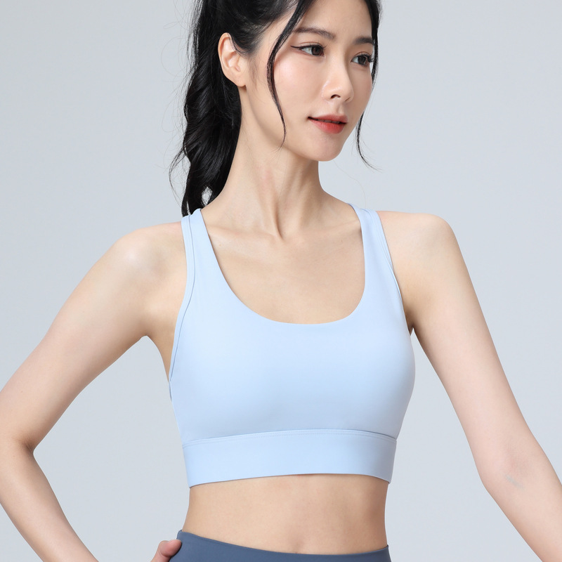 Sujetador deportivo con espalda en forma de I, a prueba de golpes y de alta intensidad, para mujer, con almohadillas integradas para los senos, para yoga, correr y fitness.