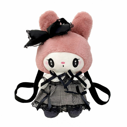  New Personalized Sweet Plush Toy Bag Japanese Ins Cute Dark Kuromi Doll Backpack Bag